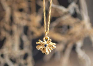 Coprosma Pendant with Sapphire - Gold Plated
