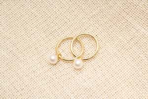 Round Pearl Drop Sleepers - White - 9ct Yellow Gold