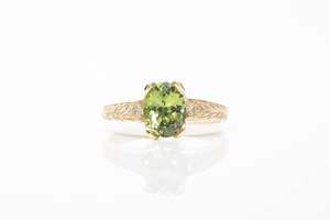 Vale Ring - 9ct Yellow Gold with 1.52ct Green Sapphire and Diamonds