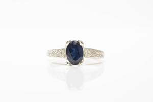 Vale Ring - 9ct White Gold with Blue Sapphire and Diamonds