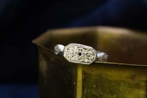 Relic Signet Ring - Sterling Silver with Blue Sapphire