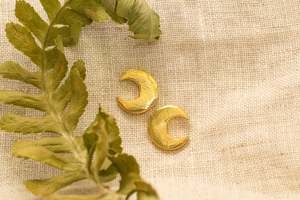 Mini Moon Stud Earrings - Gold Plated