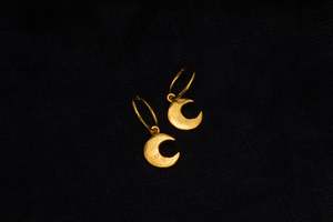 Mini Moon Hoop Earrings - Gold Plated