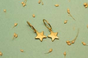 Earrings: Star Hoop Earrings - Gold Plated