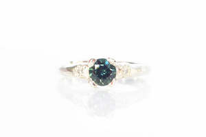 Mira Ring - 9ct White Gold with 0.8ct Teal Sapphire