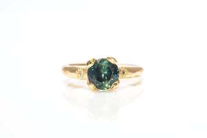 Mira Ring - 18ct Yellow Gold with 7mm, 1.45ct, Parti-Green Sapphire