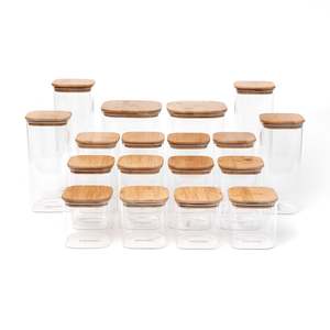 Glass Jars: Square Bamboo Glass Jar Pantry Pack