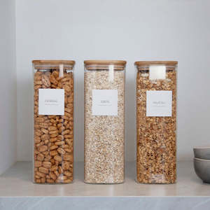 Square Bamboo Glass Jar 2250ml