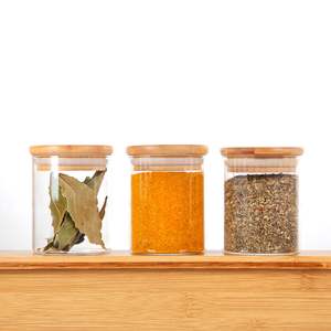 Glass Jars: Large Spice Bamboo Glass Jar- 250ml