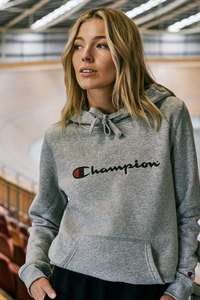 Womens: Champion Womens Script Hoodie in Grey