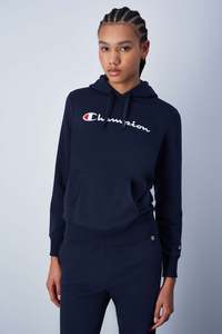 Champion Womens Script Hoodie in Navy