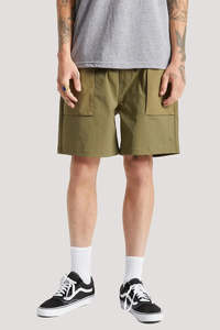 Brixton Jupiter Service X Short in Military Olive/Mermaid