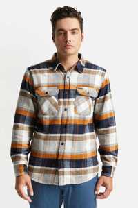 Mens: Brixton Unisex Bowery LS Flannel in Joe Blue/Off White