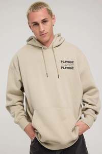 Mens: Playboy Bunny Stack Unisex Hoodie in Sand