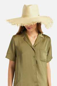 Brixton Womens Jo Straw Frayed Fedora in Honey