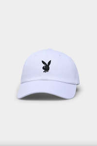 Playboy Curved Peak Soft Cap - White