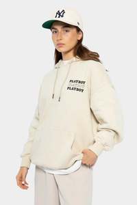 Playboy Bunny Stack Unisex Hoodie in Sand
