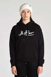 Hoods Crews Womens: Huffer Slouch Hood/Scripty - Black
