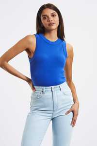 Tees Tops Womens: Neuw Jonesy Singlet in Klein Blue