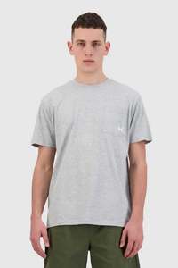 Huffer Mens Pocket Sup Tee in Grey Marle