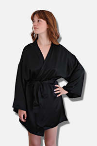 Lingerie: 100% Silk Robe - Kohl