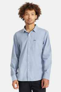 Jackets Coats: Brixton Mens Charter Oxford LS Shirt in Light Blue Chambray