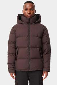 Jackets Coats: Huffer Mens Block Down Jacket in Cocoa