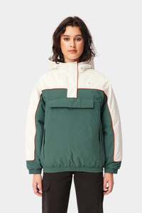 Coats Jackets: Huffer Womens U OF H Puffer Pullover in Evergreen/Chalk