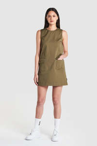 Dresses Womens: Huffer Faded A-Line Dress Khaki