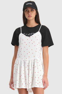 Huffer Picnic Maya Playsuit - White/Red