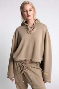 One Teaspoon - OTS Warm Sand Cropped Voyager Hoody
