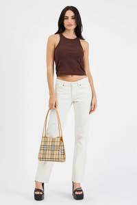 Denim: Abrand A 99 Low Straight Jean in Washed White
