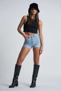 Denim: Abrand A High Relaxed Short - Daisy Blue
