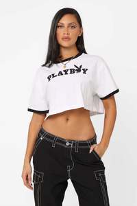 Playboy: Playboy Bunny O Womens Cropped Tee
