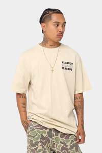 Playboy Bunny Stack Unisex Tee in Sand