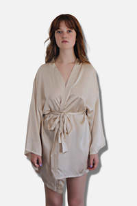 Silk: 100% Silk Robe - Champagne