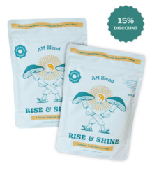 Frontpage: Double Up & Save - AM Blend - Rise & Shine - Functional Mushroom Blends (2x 100gram)