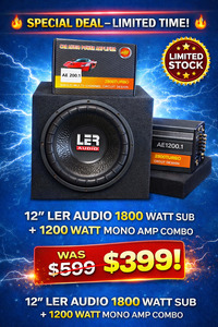 🔊 COMBO – LER Audio 12″ (1800W) Subwoofer + 1200W Mono Amp + Enclosure