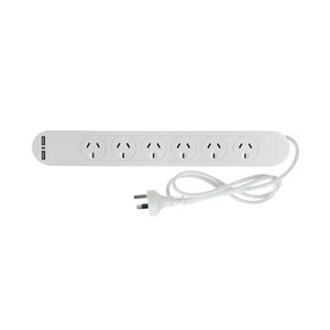 Products: Pudney 6-Way Surge Protection with 2 USB (1m)