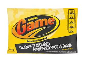 Isotonic Game Powdered Orange Flavoured Sports Drink Sachet 80g