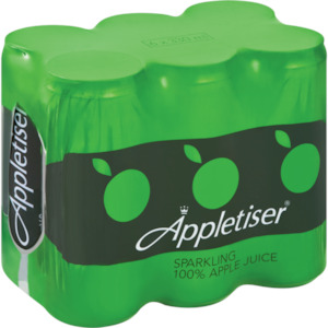 Appletiser Sparkling 100% Apple Juice Can 330ml  6 Pack