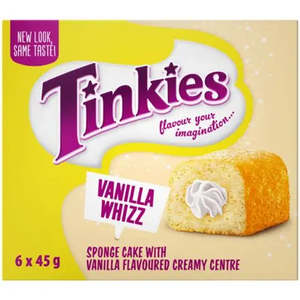 Biscuits Crackers Rusks: Tinkies Vanilla Whizz - 45g Bar 6 Pack