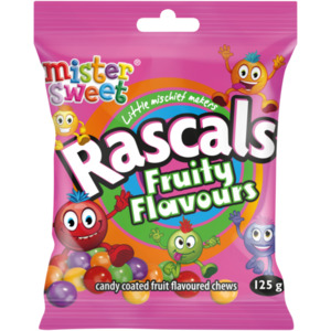 Chocolates Sweets Snackbars: Reduced Mister Sweet Rascals Fruity Flavoured Chews 125g