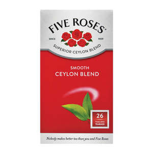 Coffee Hot Drinks Tea: Reduced Five Roses Smooth Ceylon Blend Teabags 26 Pack