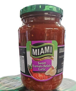 Canned Prepared Foods: Miami Boerie Relish Sweet Tomato with Garlic 450g Glass Jar
