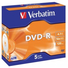 Products: Verbatim DVD-R 4.7GB 16x 5pk w/Jewel Cases