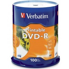 Verbatim Printable DVD-R 4.7GB 16x 100pk Spindle