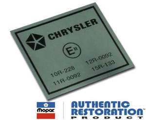 Chrysler "E-Code" Decal (VK-CM)