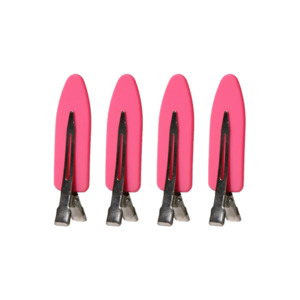 Creaseless Rubberised Pink Clips Pack of 4