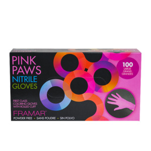 Gloves: Framar Pink Paws Nitrile Gloves Large 100pc